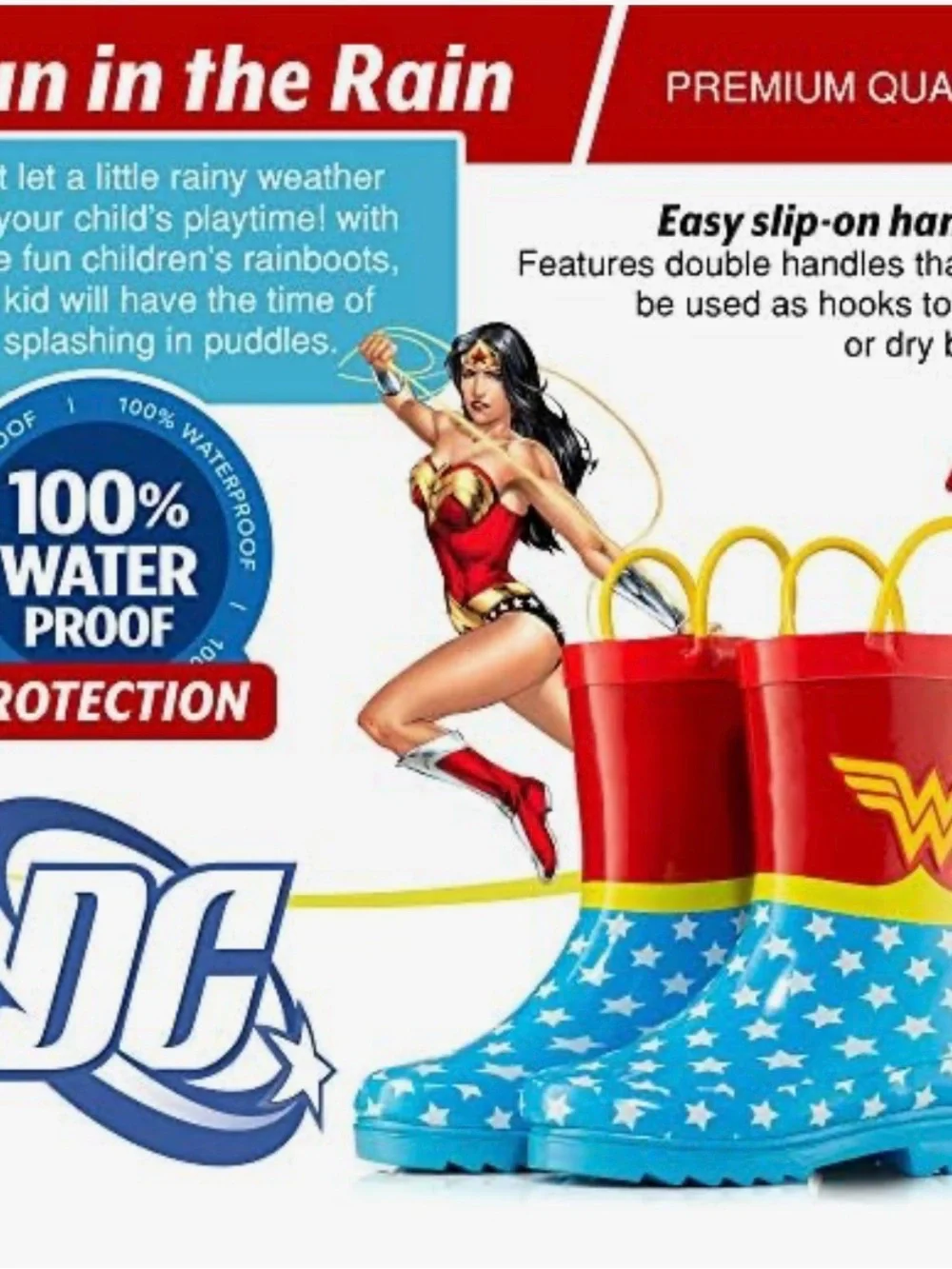 DC Comics Girls' Wonder Woman rain boots